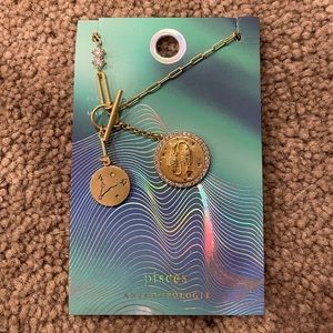 Anthropologie Pisces Zodiac Pendant Necklace Gold BRAND NEW